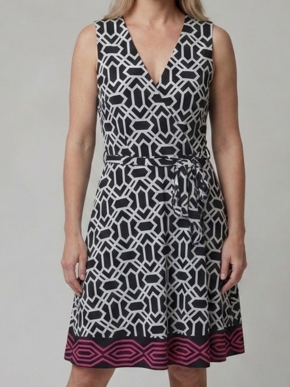 INC International Concepts Geometric Faux Wrap Dress Size S